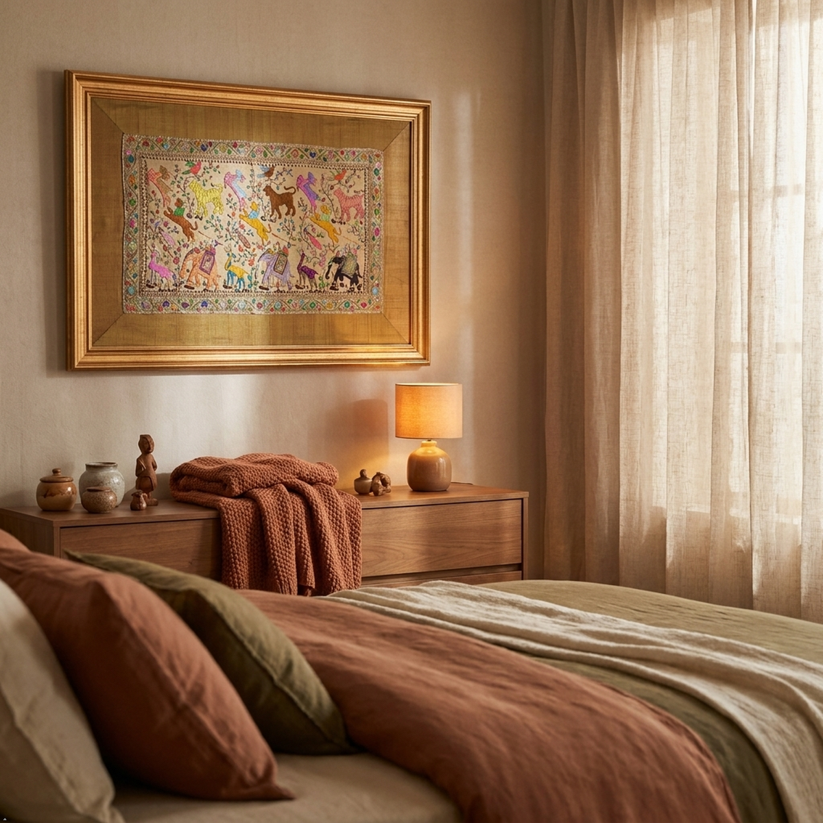 Animals in the Forest Silk Tapestry