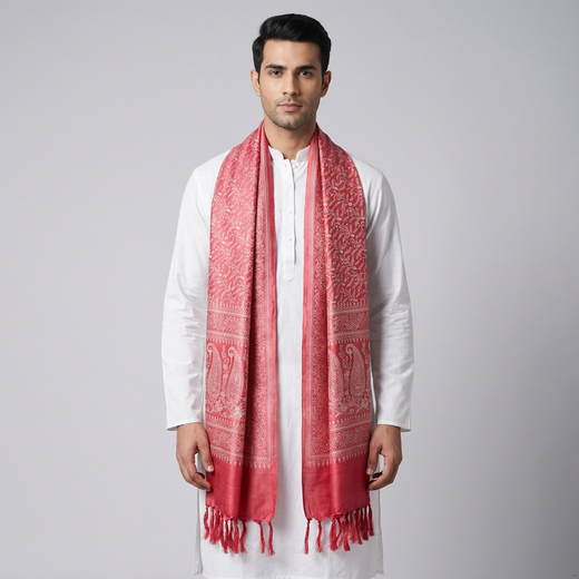 Pink Floral Silk Men’s Scarf