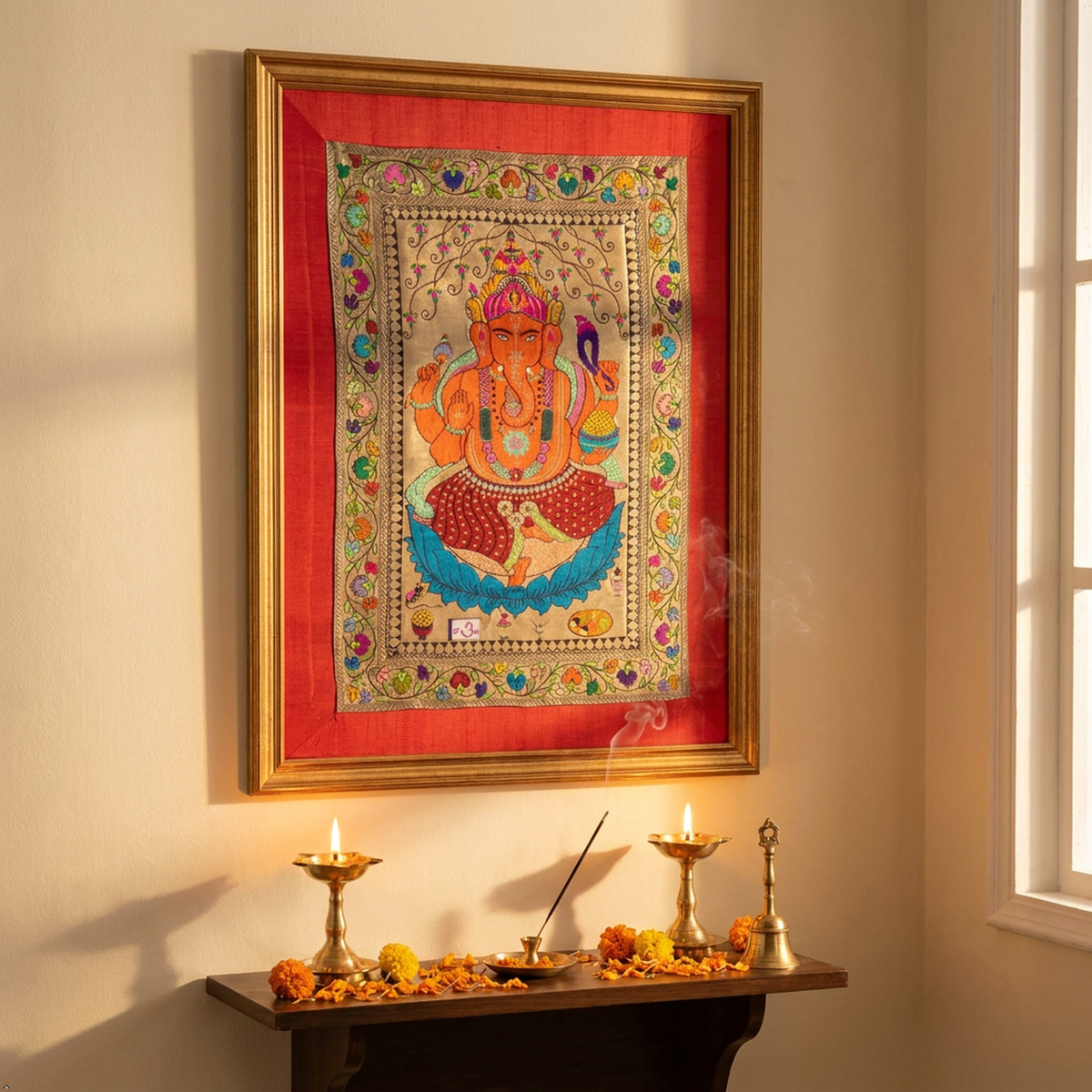 Big Ganesha Silk Tapestry
