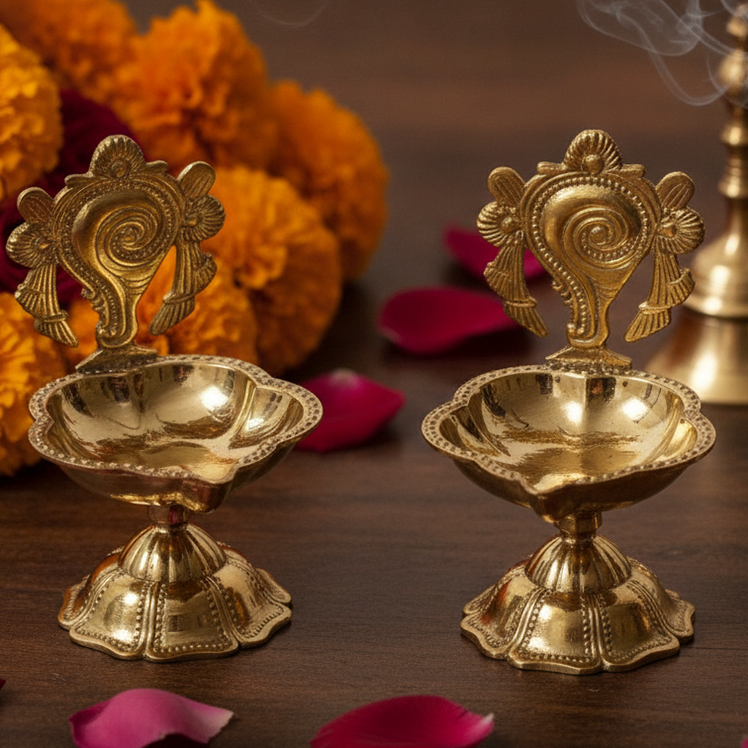 Brass Festive Diya (Set of 2)