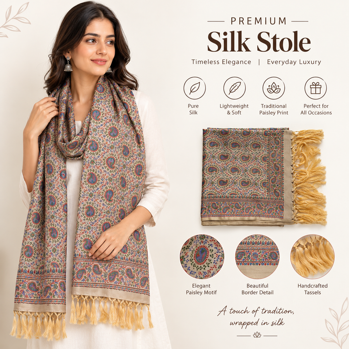Persian Beige Silk Stole