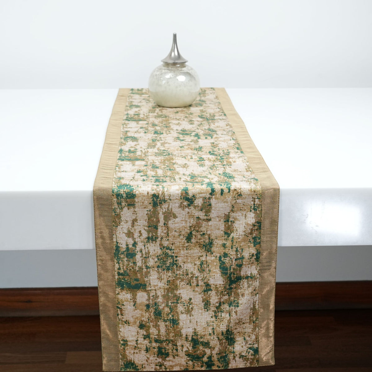 Beige & Rustic Green Table Runner