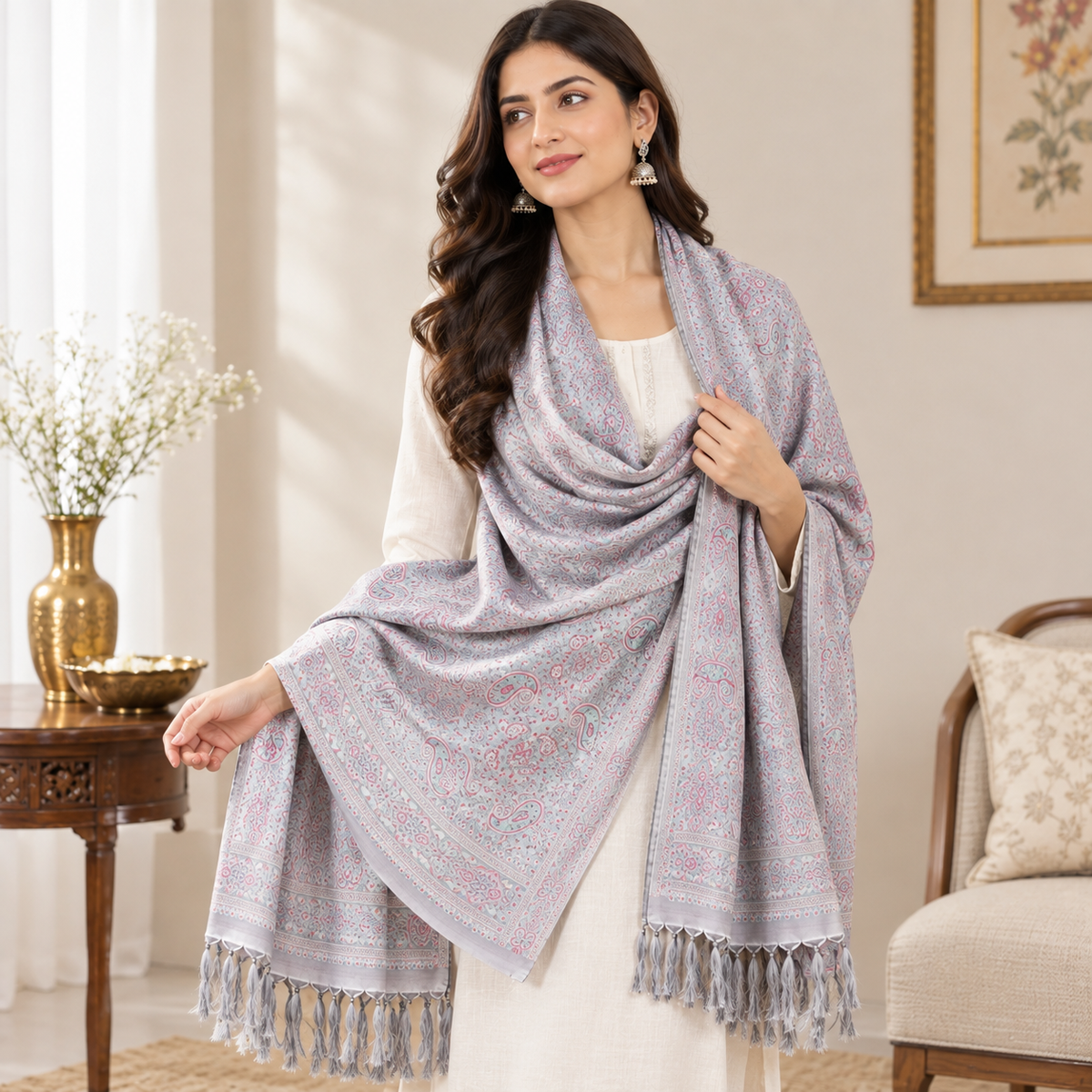 Sage Bloom Grey Persian Design