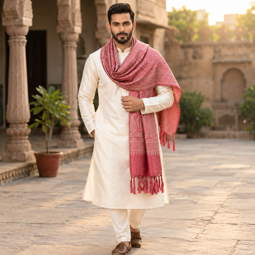 Pink Floral Silk Men’s Scarf