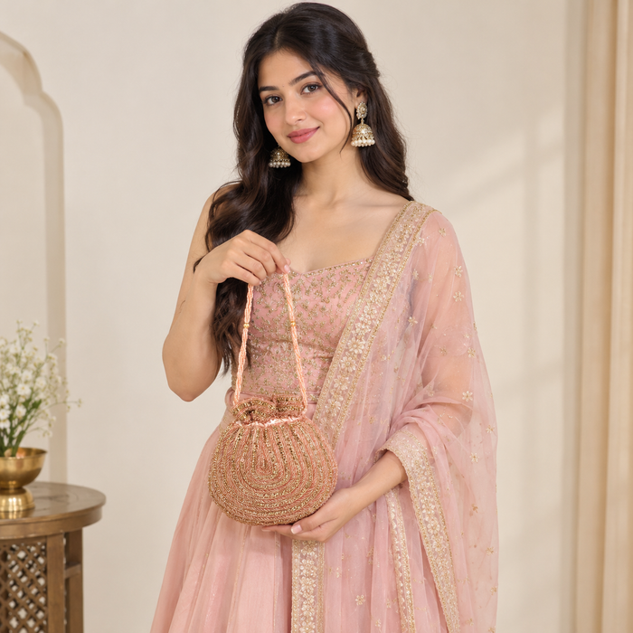 Peach Gold Potli Bag