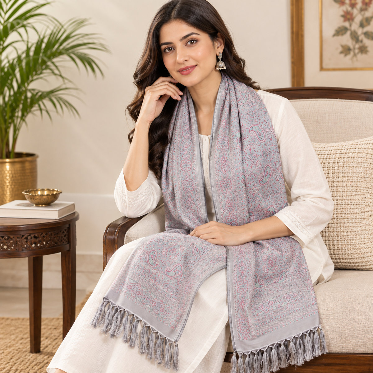Sage Bloom Grey Persian Design