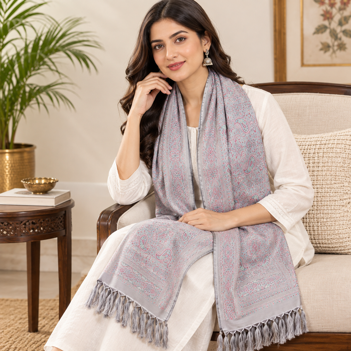 Sage Bloom Grey Persian Design