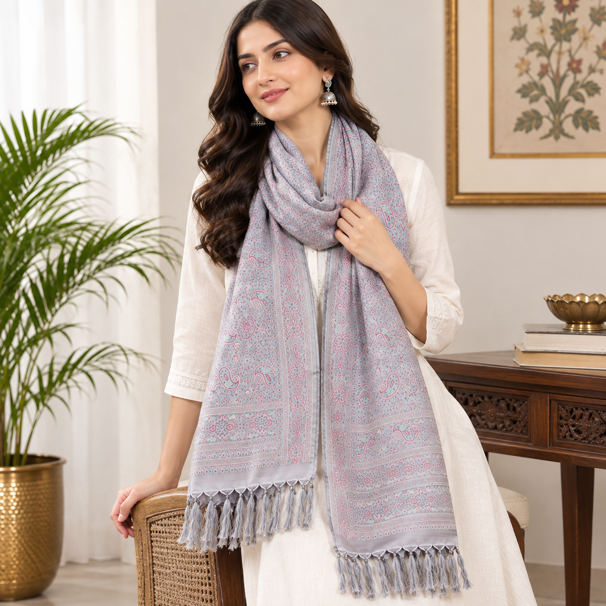 Sage Bloom Grey Persian Design