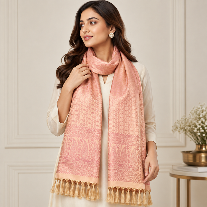 Peach Mist Elegance Octavia Design Silk Stole