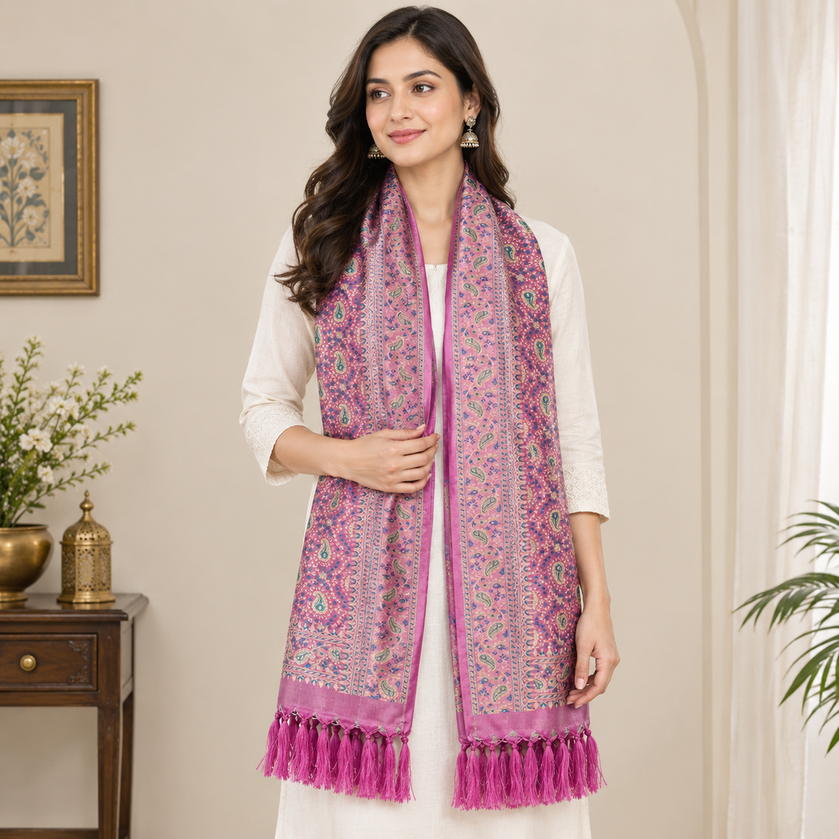 Persian Carrort Pink Silk Stole