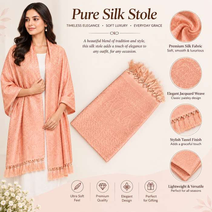 Peach Tanchoi Silk Stole