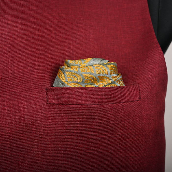 TWO COLOR  SILK POCKET SQUARE | SINGLE | FISH TAIL AND OCTAVIA DESIGN