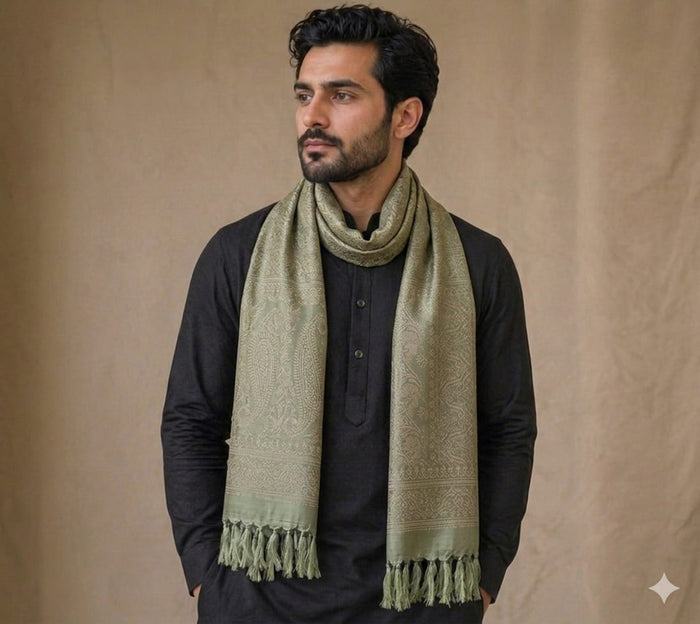 Handwoven Silk Men’s Scarf with Tassels – Premium Soft Fabric