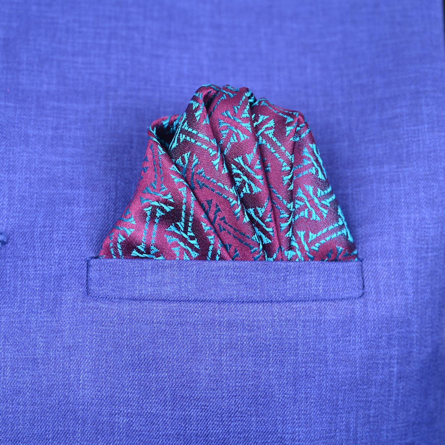 TWO COLOR  SILK POCKET SQUARE | SINGLE | FISH TAIL AND OCTAVIA DESIGN