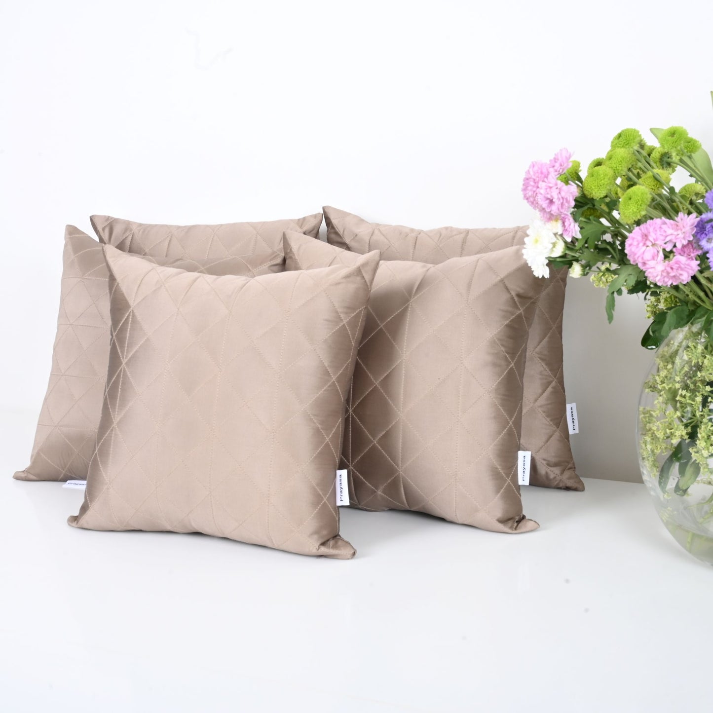 CUSHION COVER - QUILTED CROSSED DESIGN | SET OF 5