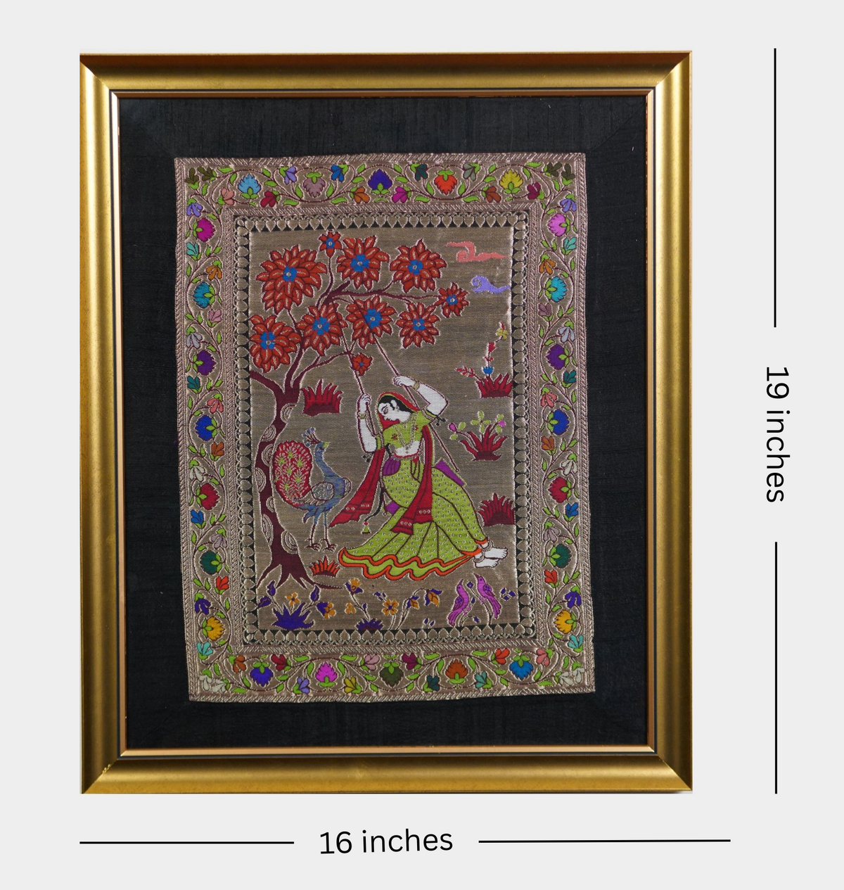 Radha on a Swing Silk Tapestry