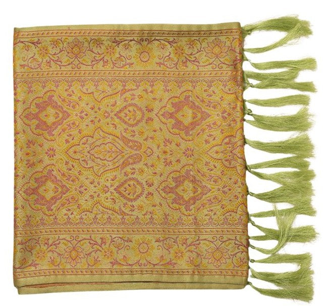 Handwoven Silk Men’s Scarf with Tassels – Pista Green Paisley Design