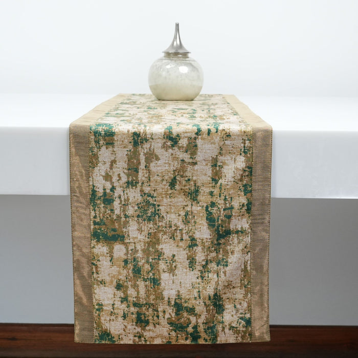 Handcrafted Table Runner Beige & Rustic Green - Elegant & Designer Durable Runner
