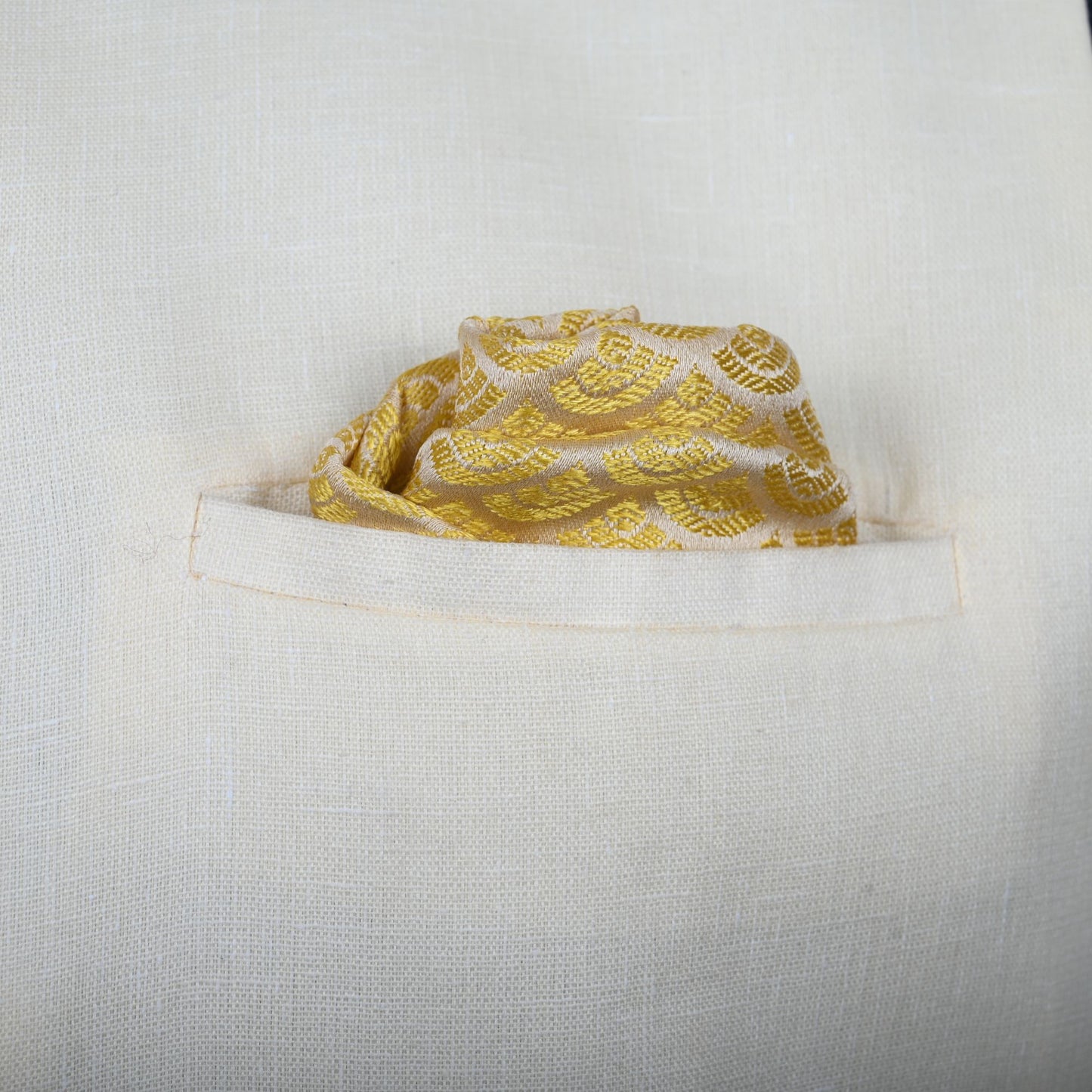 TWO COLOR  SILK POCKET SQUARE | SINGLE | FISH TAIL AND OCTAVIA DESIGN